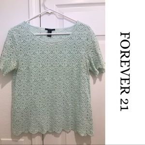 Forever 21 Mint Lace Shirt Medium